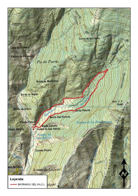 Mapa de la ruta Circular al Barranco del Calcil