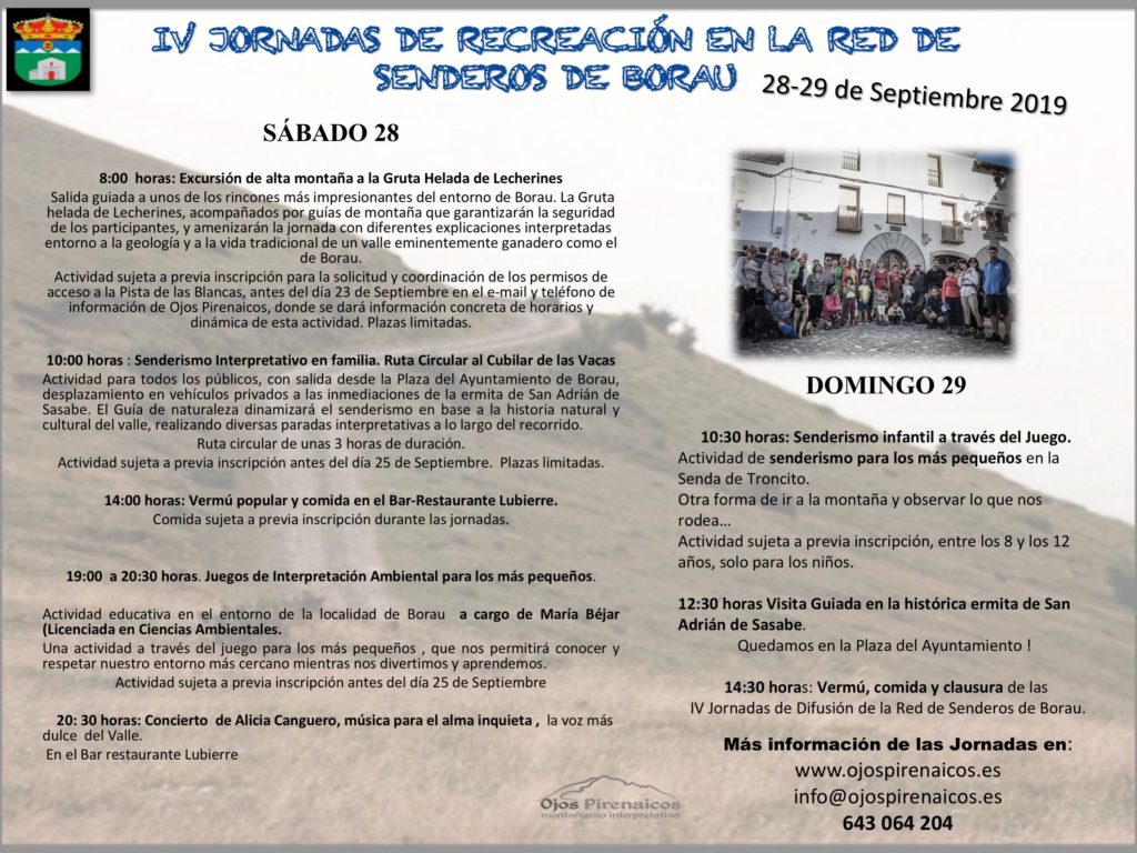 IV Jornadas de Recreación en el entorno de Borau – 28 y 29 de Septiembre de 2019